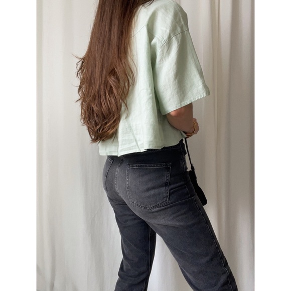 TOP cropped button up top — In Sage - Picture 6 of 10